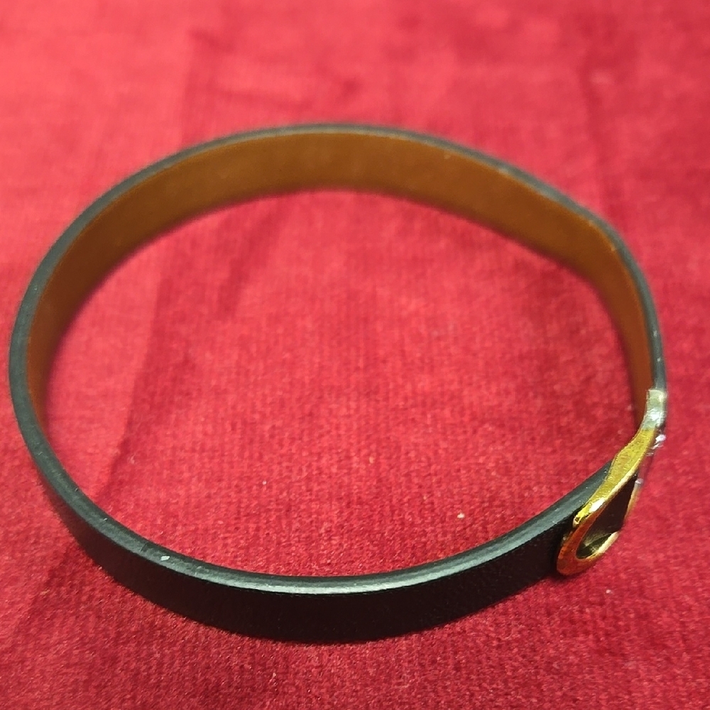 KEEP Collective Black and Brown Leather Bracelet with Gold Buckle